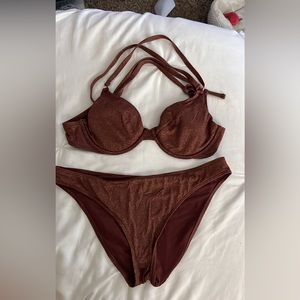 brown shimmer bikini from hollister